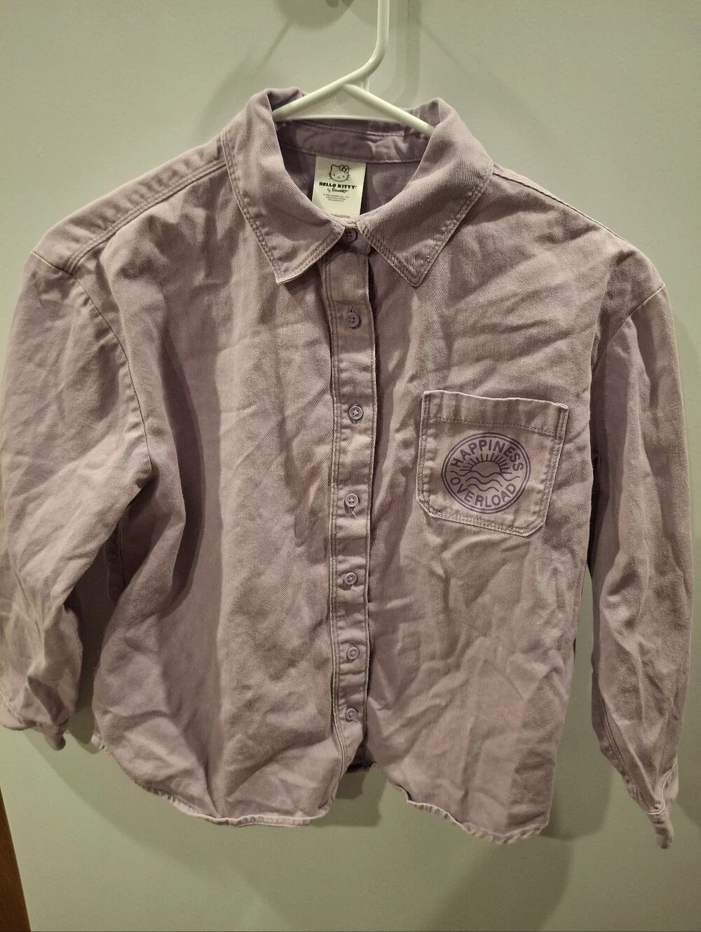 Hello Kitty Lavender Button-Down Shirt with Pocket Graphic